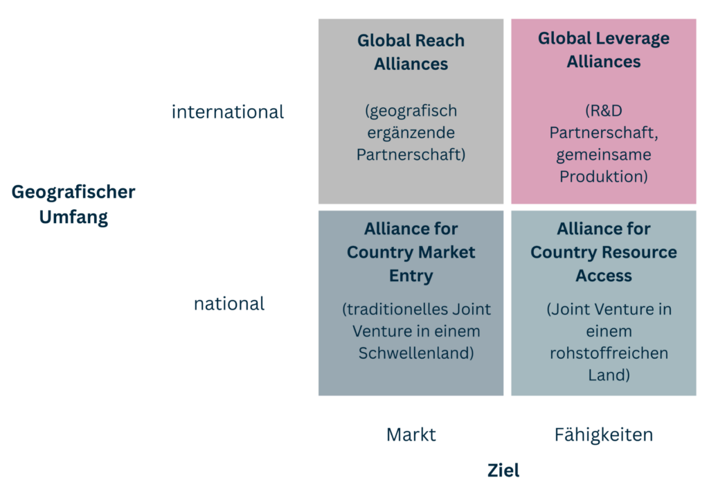 Joint Venture Typen nach geografischem Umfang und Natur des Mehrwertes